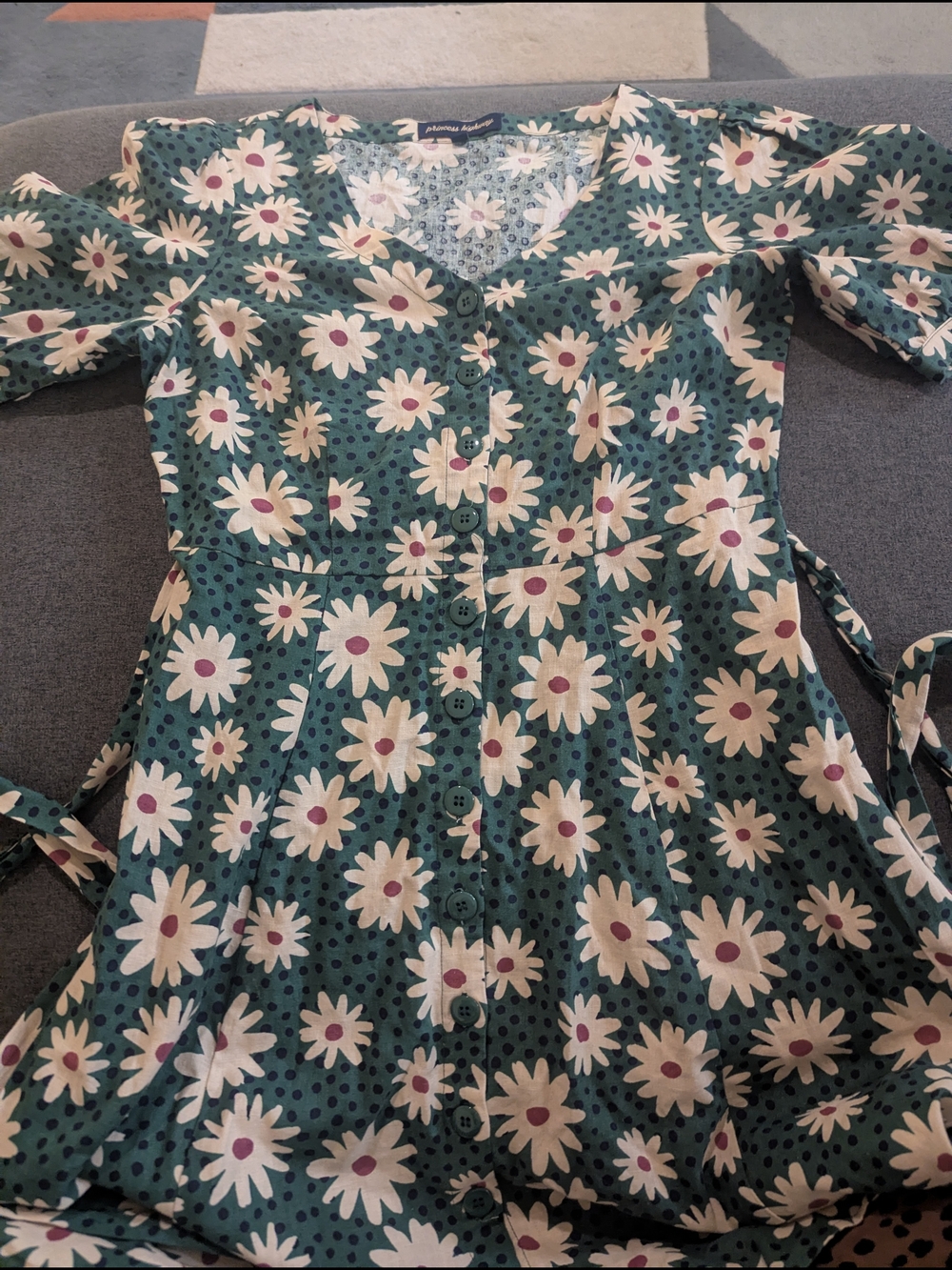 Princess Highway Green Floral Button-Front Dress